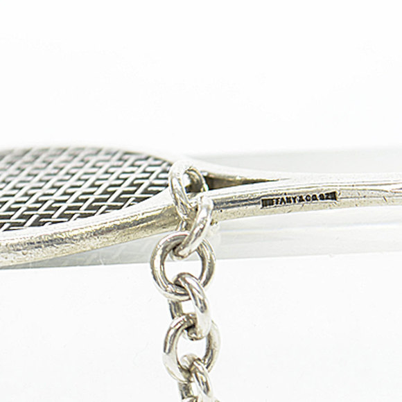 Tiffany & Co. Charm tennis racket ball silver Ag925 key ring ladies men - Picture 5 of 5